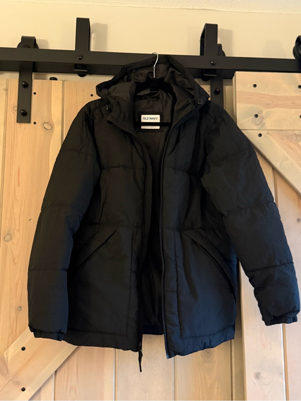 Old Navy Black Men's Hooded Puffer Coat